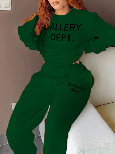 Plus Size Letter Print Pocket Design Pants Set AT9064