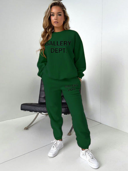 Plus Size Letter Print Pocket Design Pants Set AT9064