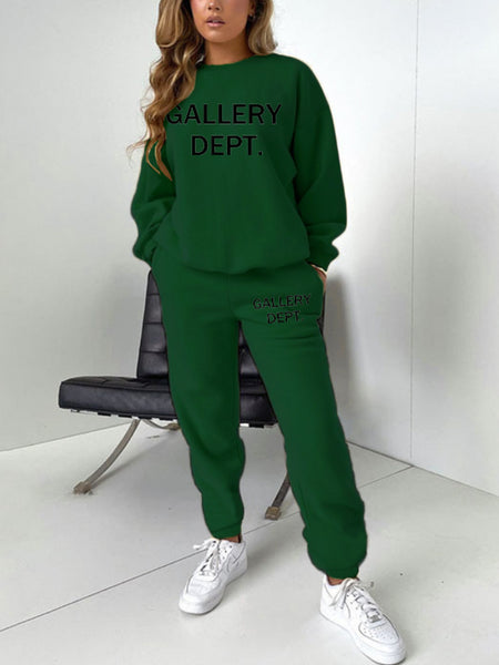 Plus Size Letter Print Pocket Design Pants Set AT9064