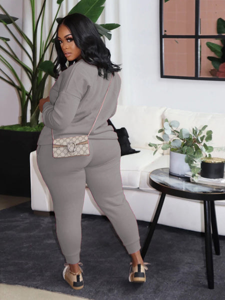 Plus Size Pink Letter Print Pants Set AR5057