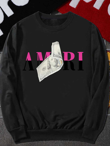 Money Letter Print Sweatshirt AR7070
