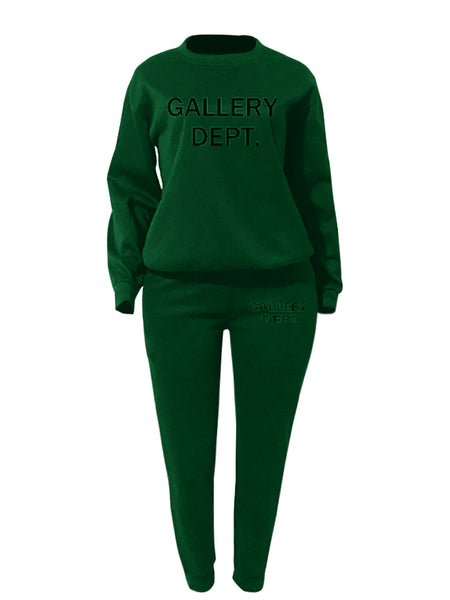 Plus Size Letter Print Pocket Design Pants Set AT9064