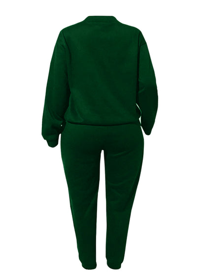 Plus Size Letter Print Pocket Design Pants Set AT9064