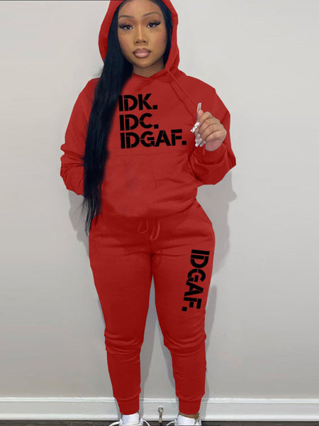 Plus Size Letter Print Kangaroo Pocket Tracksuit Set AR5064