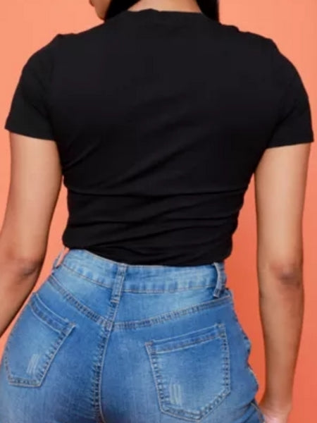 Lemon Melanin Made Letter Print T-shirt AR500