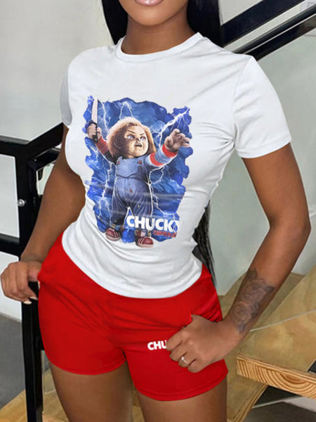 Drawstring Print Regular Two-piece Pants Set AT8053