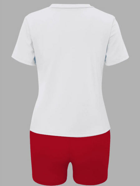 Drawstring Print Regular Two-piece Pants Set AT8053