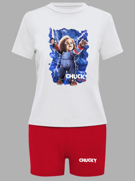 Drawstring Print Regular Two-piece Pants Set AT8053