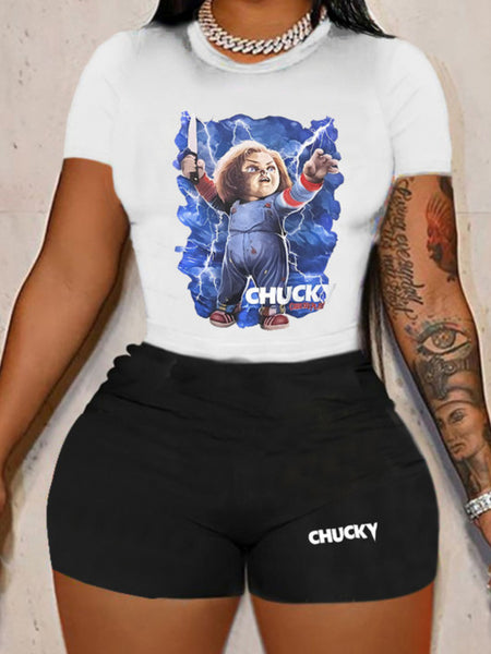 Drawstring Print Regular Two-piece Pants Set AT8053