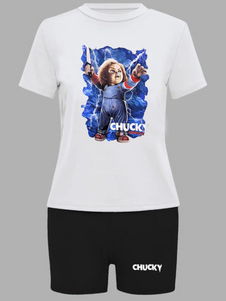 Drawstring Print Regular Two-piece Pants Set AT8053