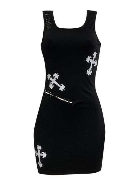 Cross Print Cut Out Cami Dress AR5063