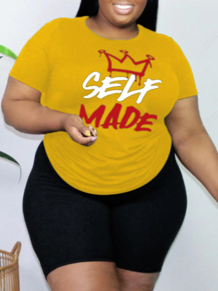 Plus Size Lip Letter Print Shorts Set AR5060