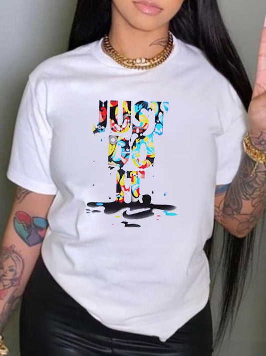 Splash Ink Just Do It Letter Print T-shirt AR5089