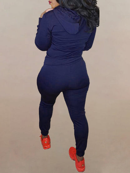 Hooded Collar Ripped Tracksuit Set AR50116