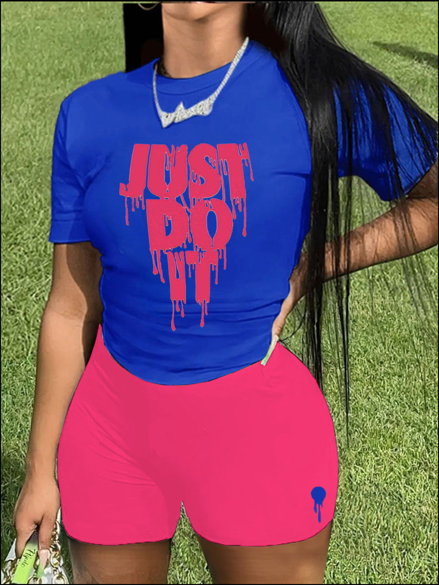 Just Do It Letter Print Kangaroo Pocket Print Hoodie AR501