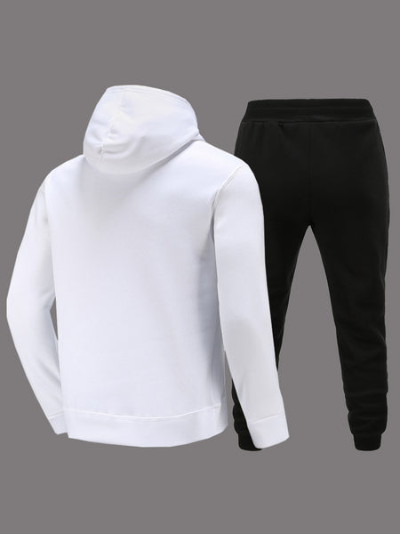 Just Do It Letter Print Kangaroo Pocket Print Hoodie AR501