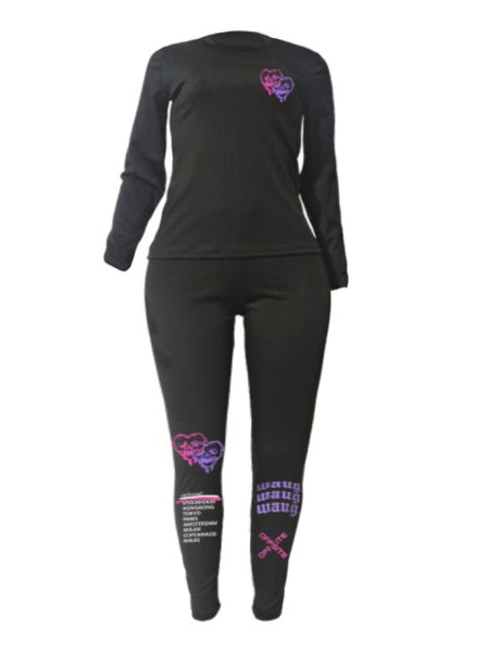 Plus Size Letter Print Zipper Design Skinny Jumpsuit AR5072