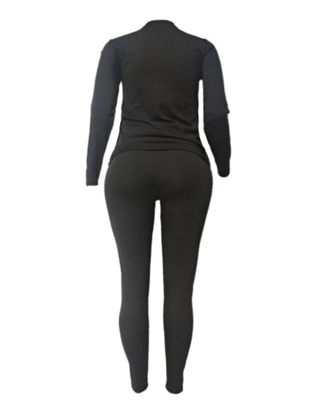 Plus Size Letter Print Zipper Design Skinny Jumpsuit AR5072