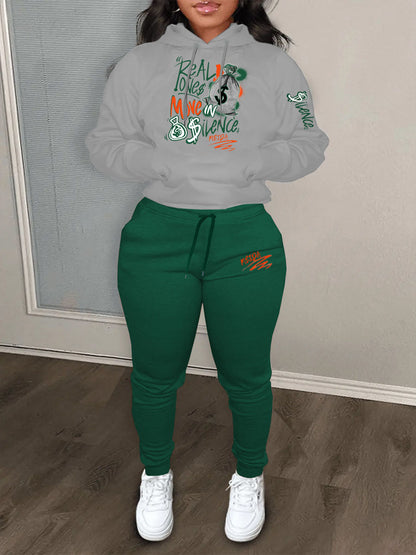 Butterfly Letter Print Kangaroo Pocket Tracksuit Set AR3037