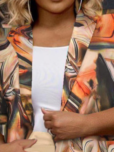 Plus Size Gradient Blazer Shorts Set AR50110