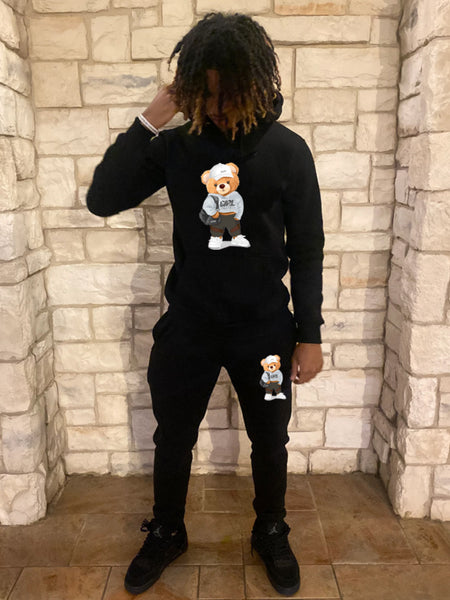 Men Letter Print Kangaroo Pocket Tracksuit Set BO5023 Furdela