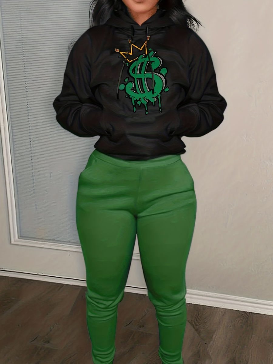 Butterfly Letter Print Kangaroo Pocket Tracksuit Set AR3037