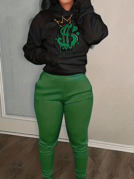 Butterfly Letter Print Kangaroo Pocket Tracksuit Set AR3037