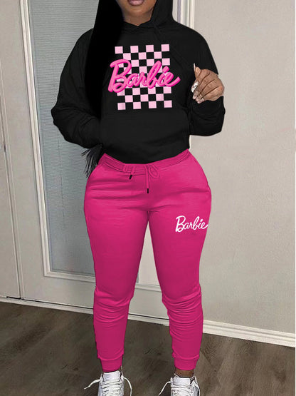 Butterfly Letter Print Kangaroo Pocket Tracksuit Set AR3037