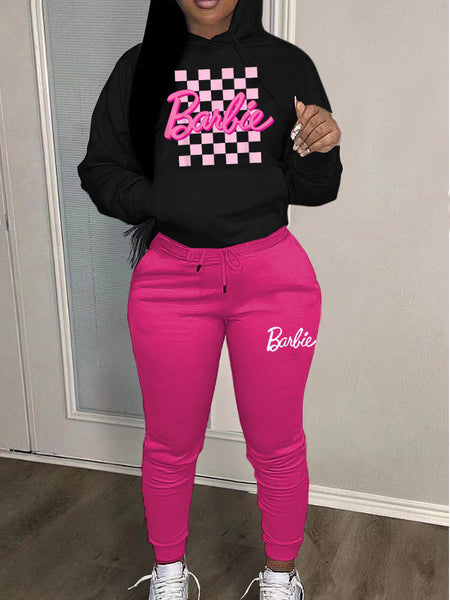 Butterfly Letter Print Kangaroo Pocket Tracksuit Set AR3037