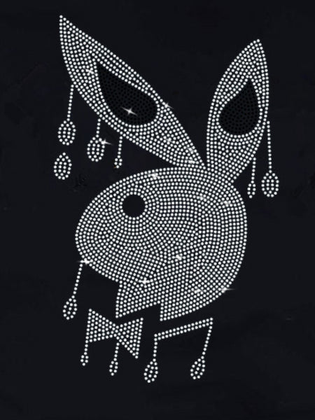 Plus Size Rhinestone Cartoon Decor T-shirt AR3077