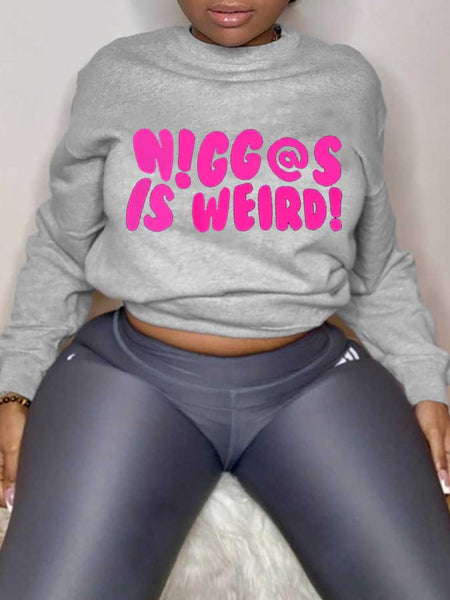 Plus Size Dropped Shoulder Letter Print Sweatshirt AR3078