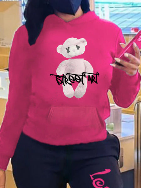 Plus Size Cartoon Letter Print Hoodie AR70116