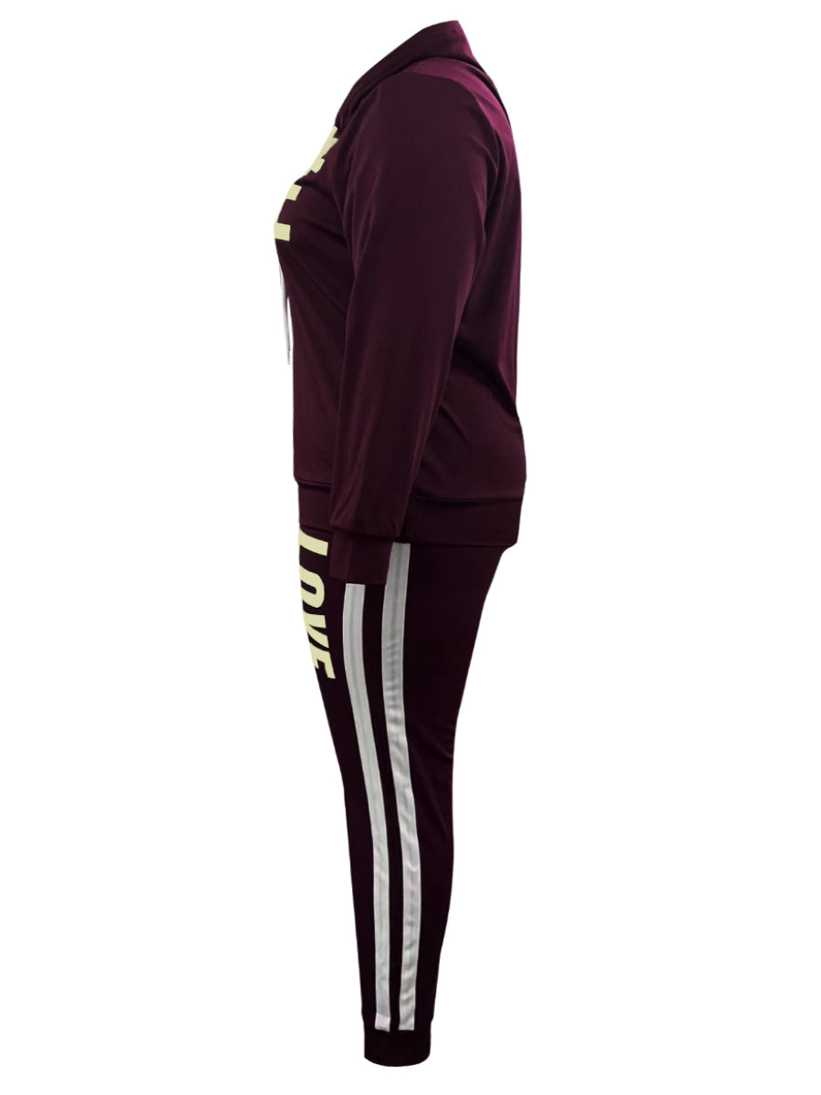 Plus Size Letter Print Pants Set BO2136