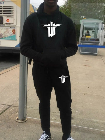 Men Geometric Print Kangaroo Pocket Tracksuit Set AR7033