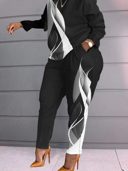 Plus Size Chain Letter Print Pants Set AT8059