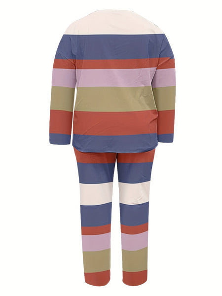 Plus Size Chain Letter Print Pants Set AT8059