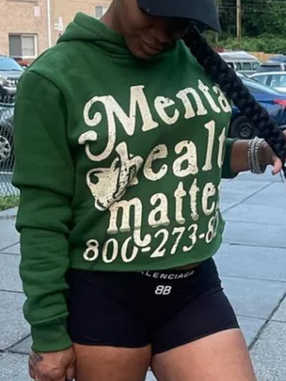 Letter Print Kangaroo Pocket Hoodie BO3053