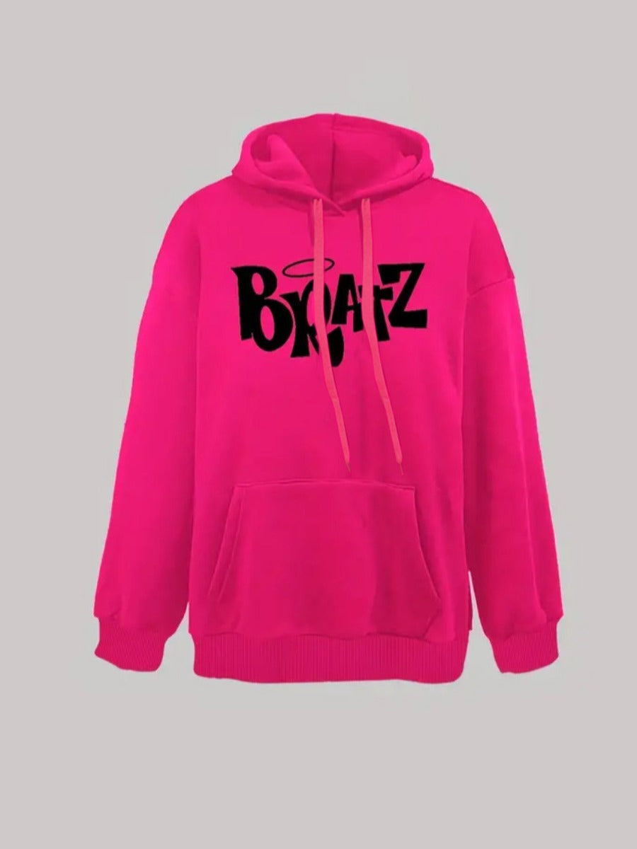 Letter Print Kangaroo Pocket Hoodie AR5025