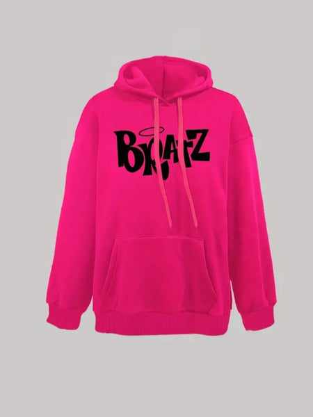 Letter Print Kangaroo Pocket Hoodie AR5025