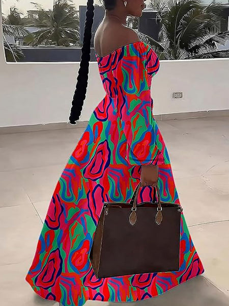 Plus Size Off The Shoulder Plaid Print Side Slit Skirt Set AR50138