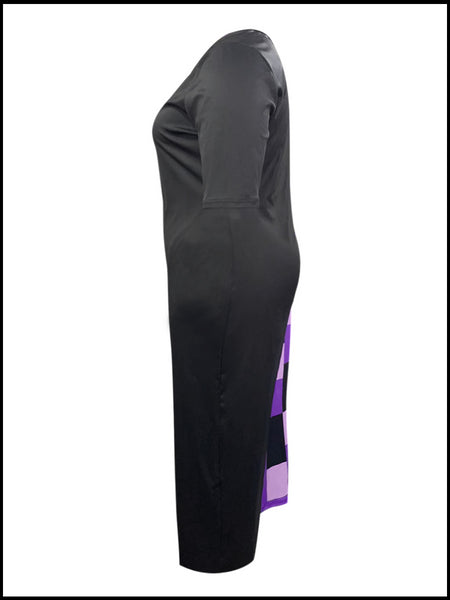 Plus Size Plaid Print Pocket Design Dress AT9012