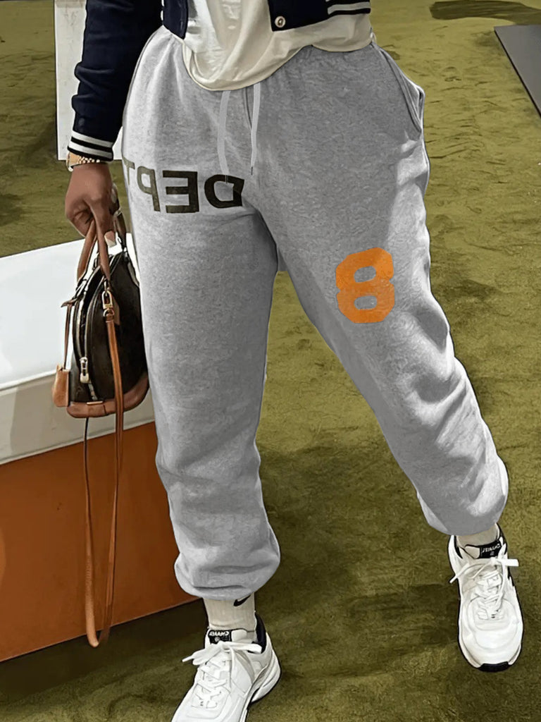 Letter Print Drawstring Sweatpants AC2032