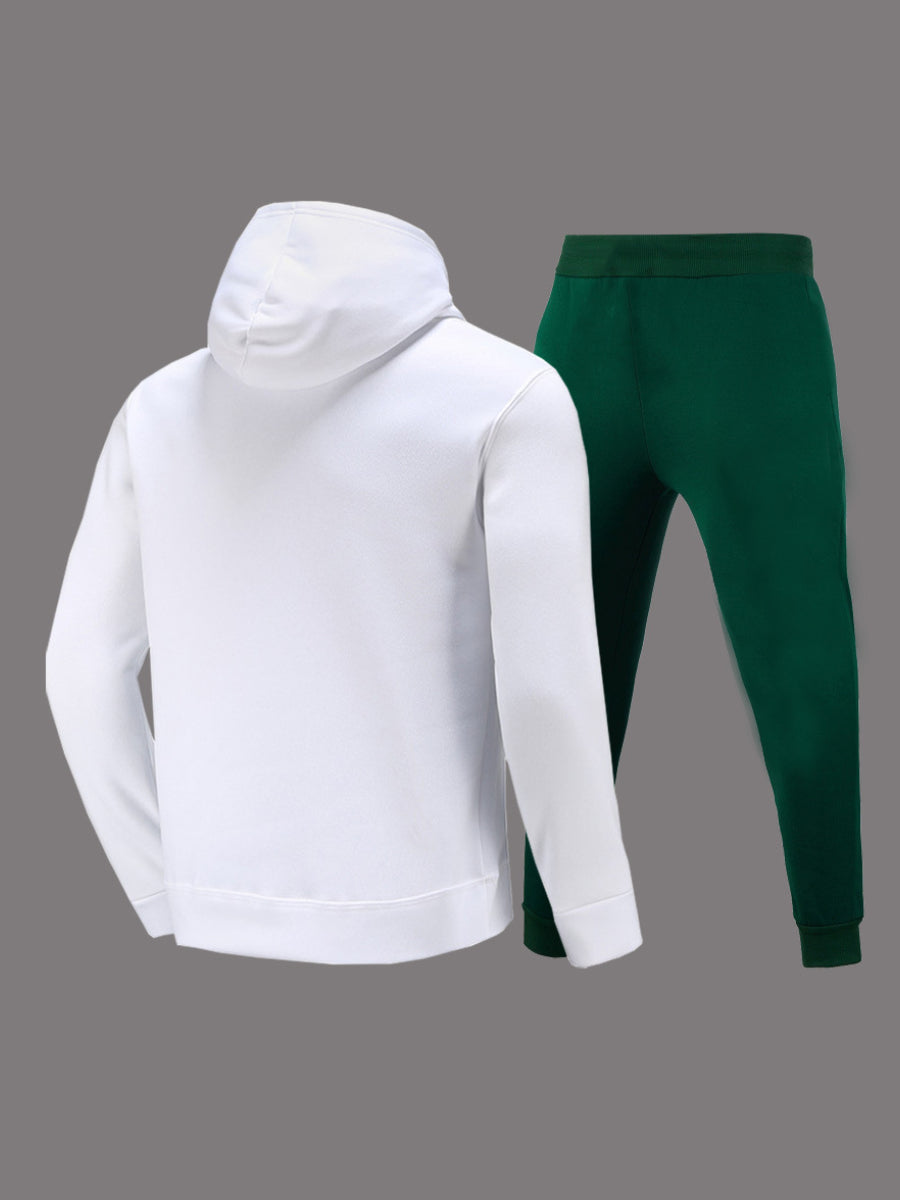 Teddy Bear Letter Print Kangaroo Pocket Tracksuit Set BO2116