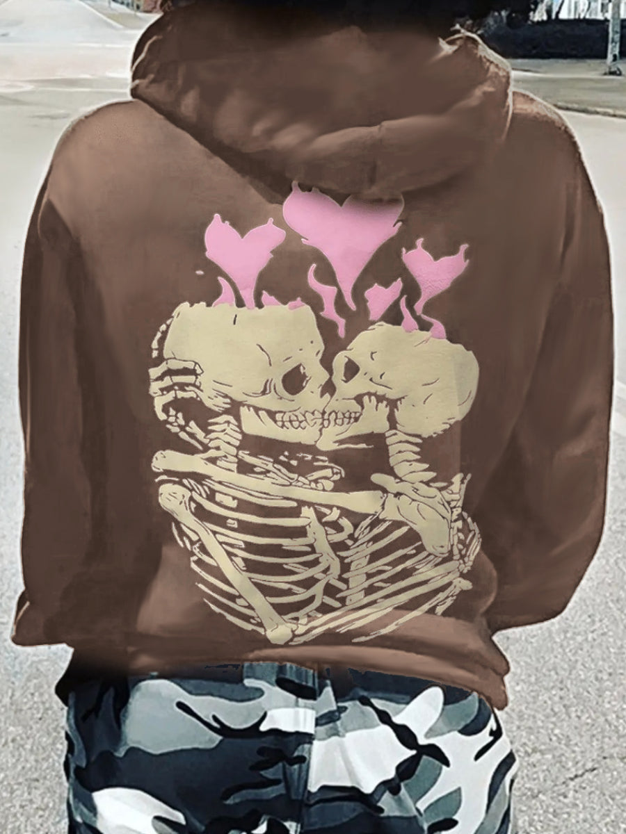 Drawstring Mixed Print Hoodie BO50107 Furdela