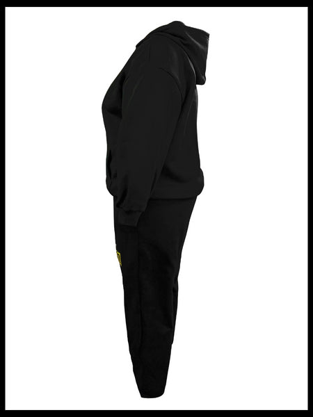 Plus Size Stay Humble Letter Print Kangaroo Pocket Tracksuit Set BO5055 Furdela