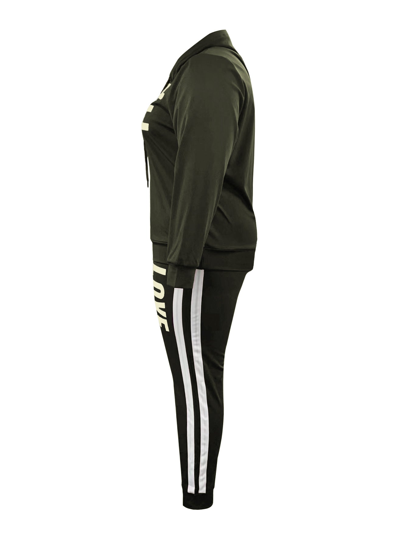 Plus Size Letter Print Pants Set BO2136