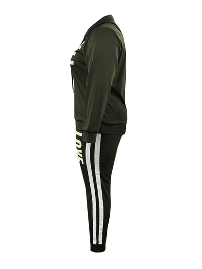 Plus Size Letter Print Pants Set BO2136