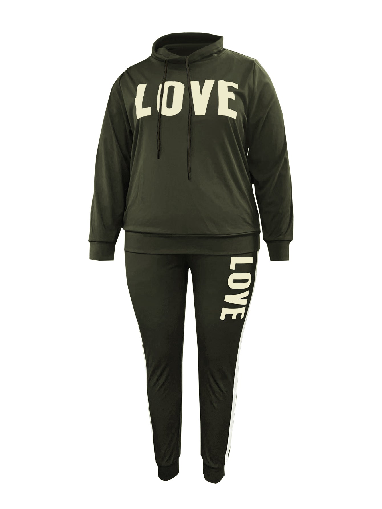 Plus Size Letter Print Pants Set BO2136