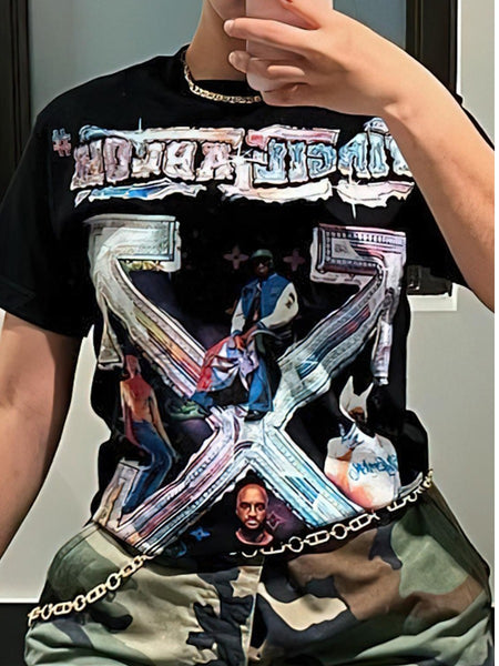 Pattern Print Loose T-shirt BO2165