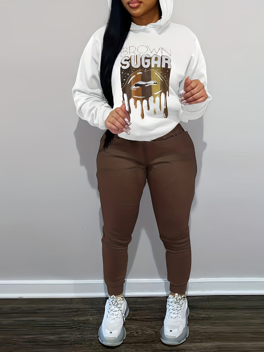 Butterfly Letter Print Kangaroo Pocket Tracksuit Set AR3037